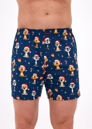 Bokserki Cornette 016/20 Dogs Christmas S-2XL granatowy