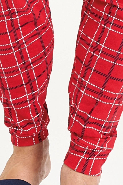 Męska świąteczna piżama ze spodniami w kratę GIOEW, granatowa