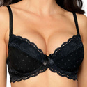 Biustonosz push-up LAGERTA BLACK, koronka czarny