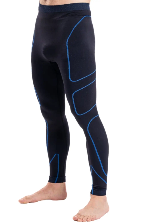 Ciepłe termoaktywne męskie legginsy KMT3500-001, niebieskie
