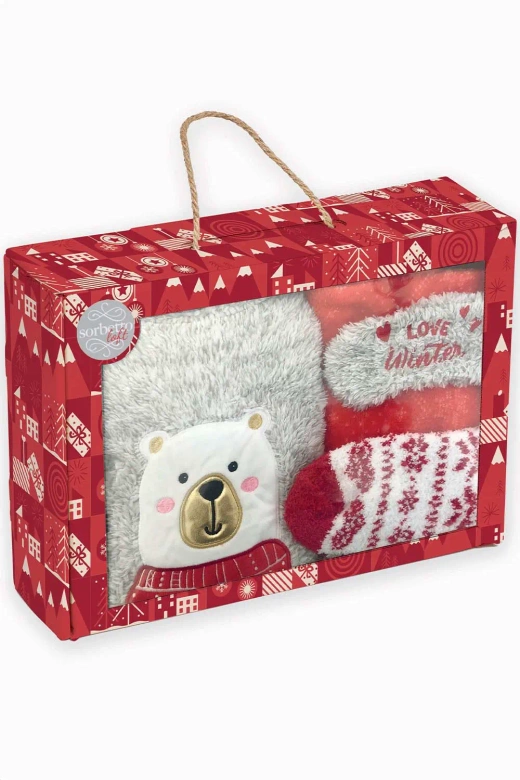 Zestaw Prezentowy 3cz Piżama Skapety Opaska Bunad, czerwony