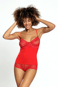 Komplet: koronkowa koszulka + szorty WIKTORIA, czerwień