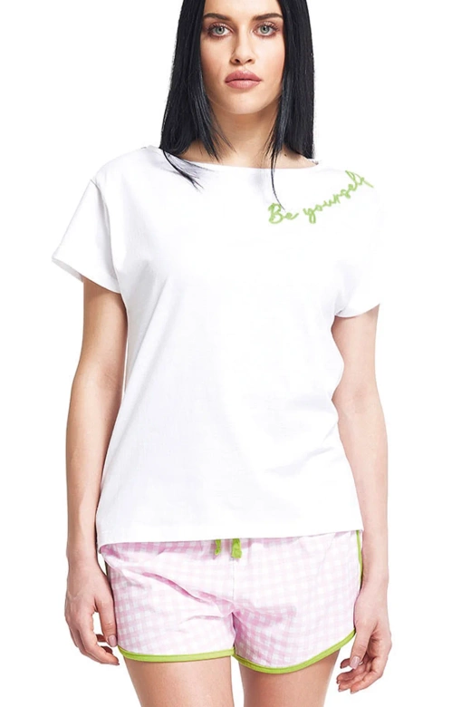 Letnia krótka piżama damska z bawełny Sundari, róż