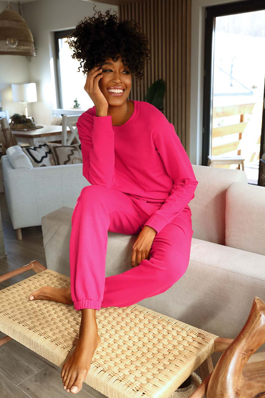 Modny komplet damski/dres ze ściągaczami Wenezja, malina