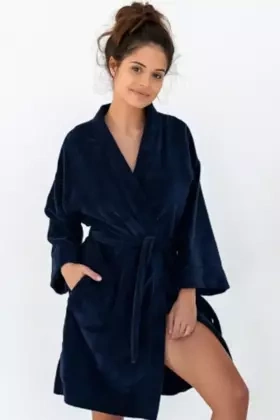 Szlafrok SOFT miękki i kobiecy NAVY BLUE, granatowy