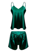 Komplet: satynowa koszulka + szorty KAREN, zielony