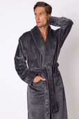 Szlafrok męski Kevin ciepły miękki mega soft, grafit 