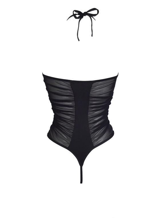 Gisele sznurowane body z dziurką, czarne