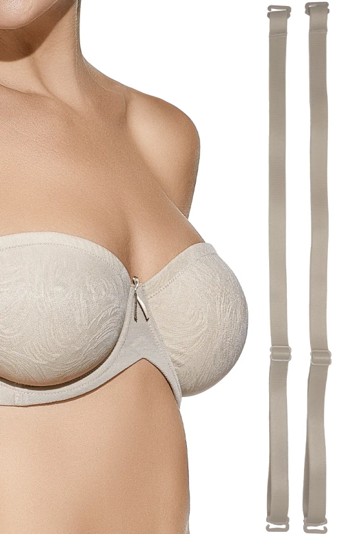 Biustonosz bez ramiączek na fiszbinach SANDRA, tierra-beż