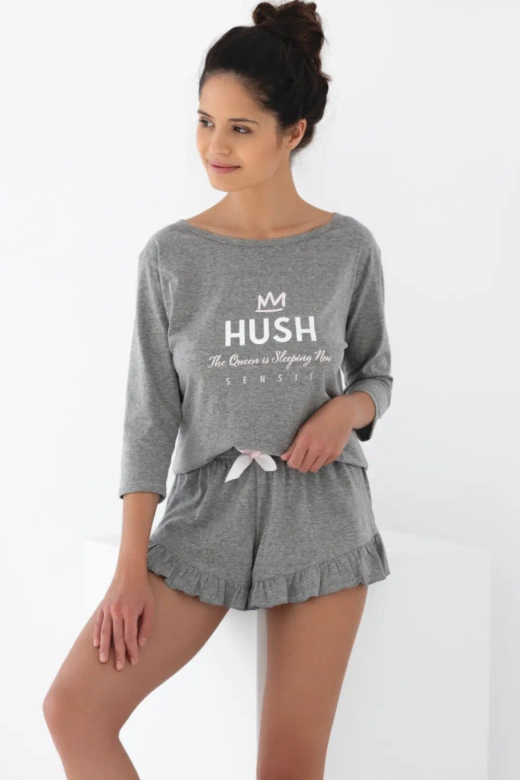 Krótka piżama damska z bawełny Nancy, szara