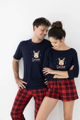Piżama Sensis Myrtle 3/4 Christmas S-XL granatowy-czerwony