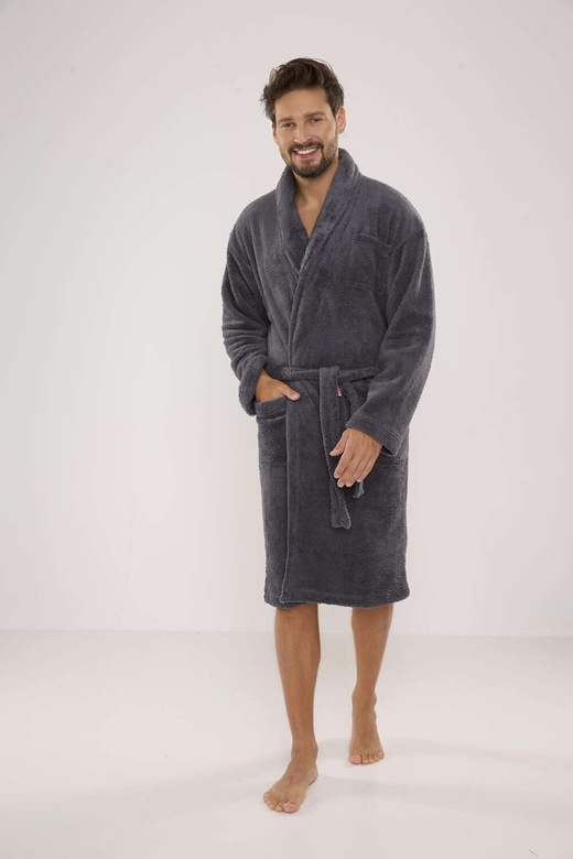 Szlafrok De Lafense 811 Plusz M-2XL męski granatowy