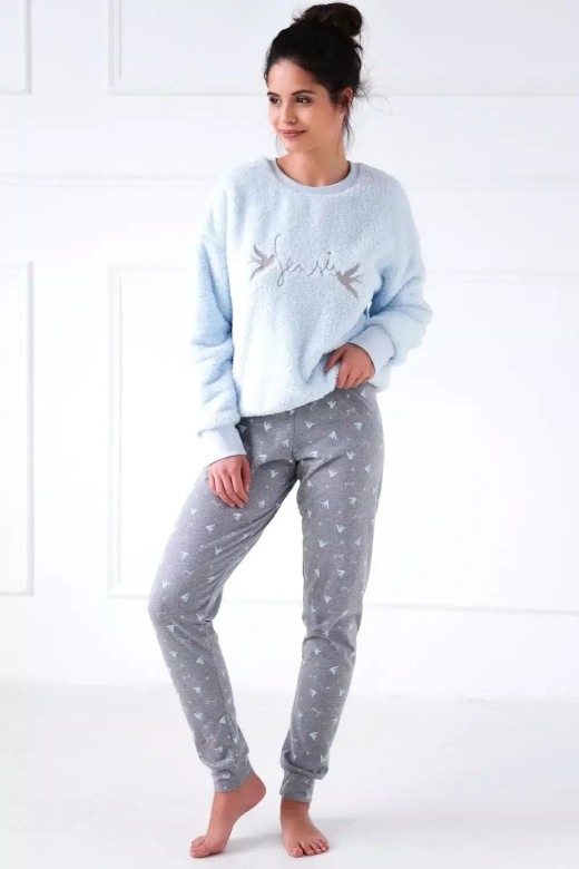 Ciepła piżama damska typu soft IDOLE, niebieska
