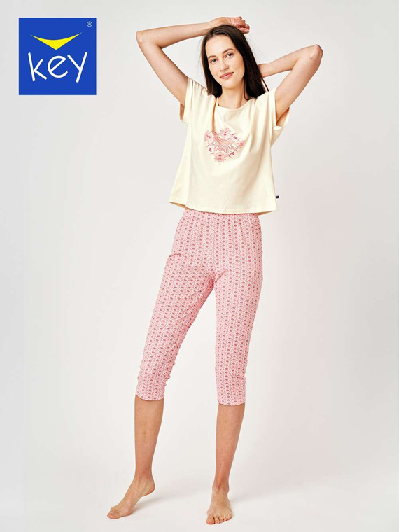 Piżama Key LNS 796 A24 kr/r S-XL brzoskwiniowy