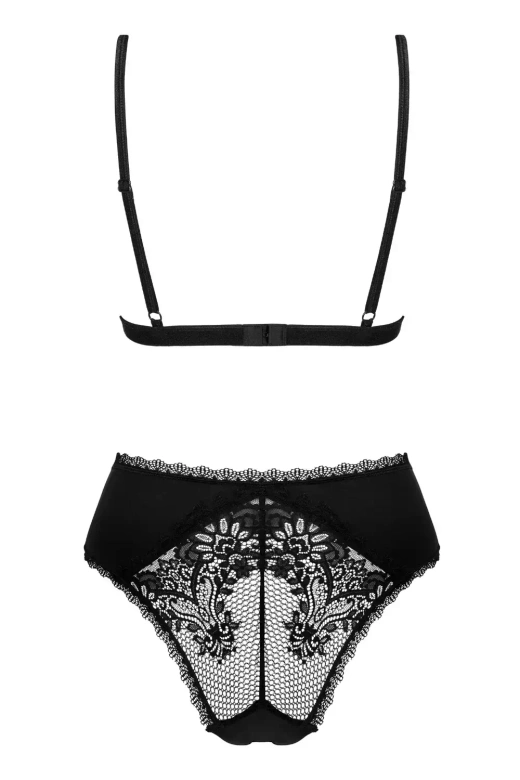 Seksowne body MADERRIS z siateczki i koronki, czarń