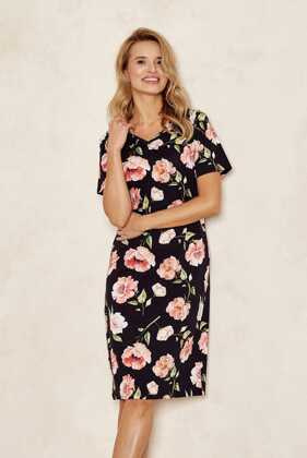 Koszula Taro peony 3134 kr/r S-XL W24 czarny-kwiaty