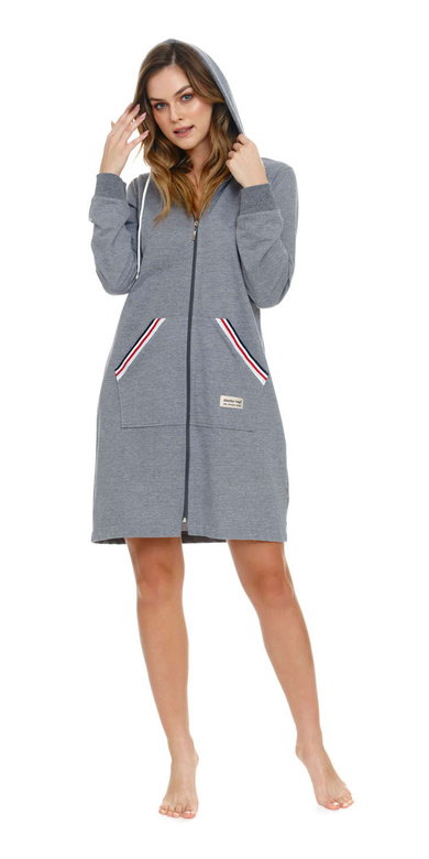 Szlafrok-bluza, miękki i ciepły 5116 bawełna, szary