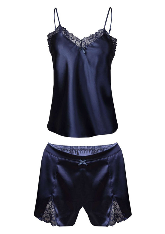 Satynowa piżama z szortami SAMANTHA, granat