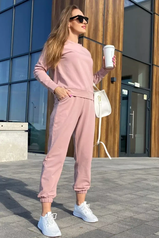 Modny komplet damski/dres ze ściągaczami Wenezja, pudrowy
