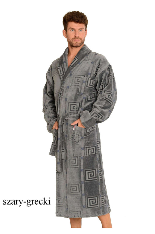 Szlafrok De Lafense 803 M-2XL męski szary-paski
