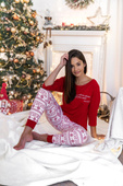 Świąteczna długa piżama TELL ME, czerwony