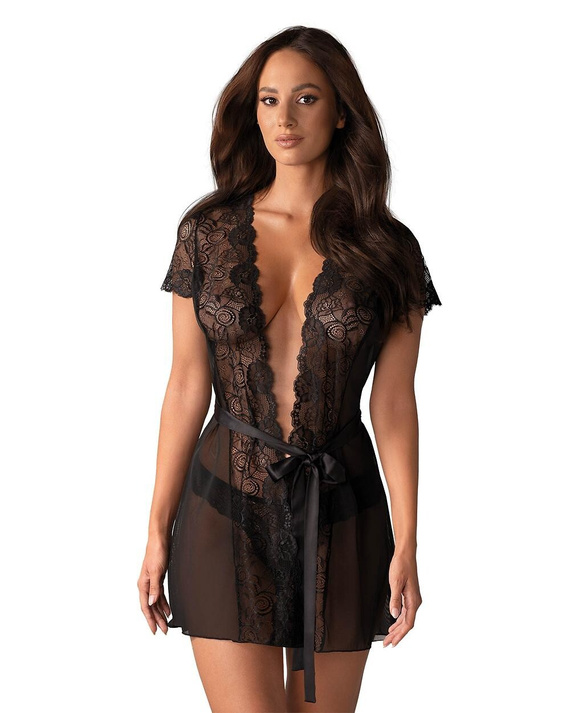 Peniuar Obsessive Alluria Peignoir czarny
