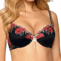 Biustonosz push-up NATALI BLACK czerń z czerwienią