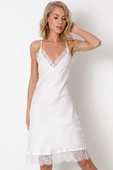 Koszula z wiskozy na ramiączka koronka IRIS, biel