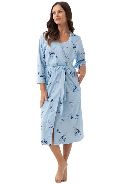 Szlafrok Luna 376 3/4 M-2XL W25 damski niebieski