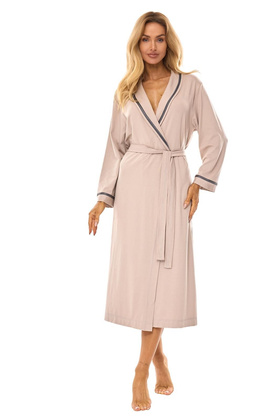 Szlafrok L&L 2506 długi M-2XL wiskoza damski beżowy