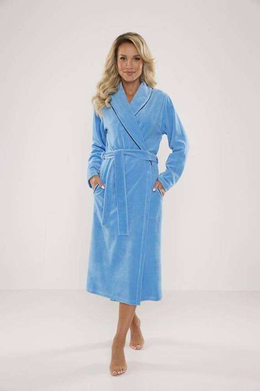 Szlafrok De Lafense 389 Lydie Welur S-2XL damski amarant