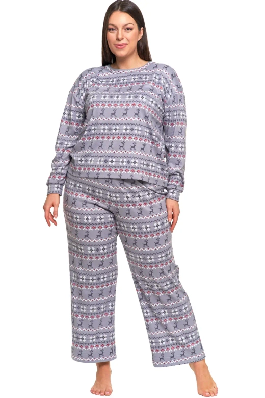 Ciepła piżama damska w norweski wzór 4200-005, szara