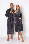 Szlafrok męski Kevin ciepły miękki mega soft, grafit 