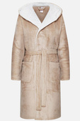 Ciepły pluszowy szlafrok damski HOOKY kaptur różki, beż