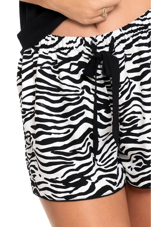 Piżama z wiskozy na ramiączka w zebrę 4300-001, czerń