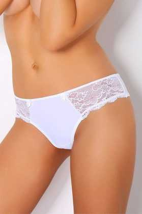 VESTA Figi z koronki z kokardkami, biel