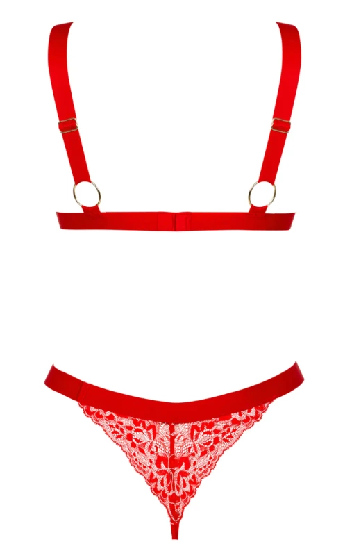 Komplet Elianes biustonosz+stringi, czerwony