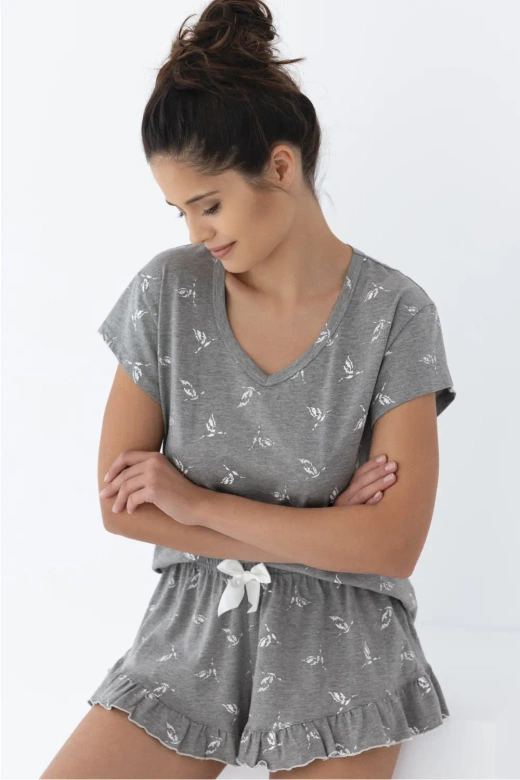 Polska, krótka bawełniana piżama Cecily, szara
