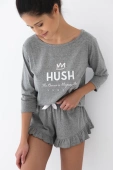 Krótka piżama damska z bawełny Nancy, szara