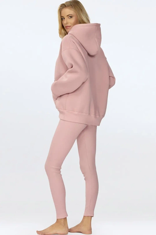 Modny komplet damski/dres ze legginsami OSEYE, pudrowy róż