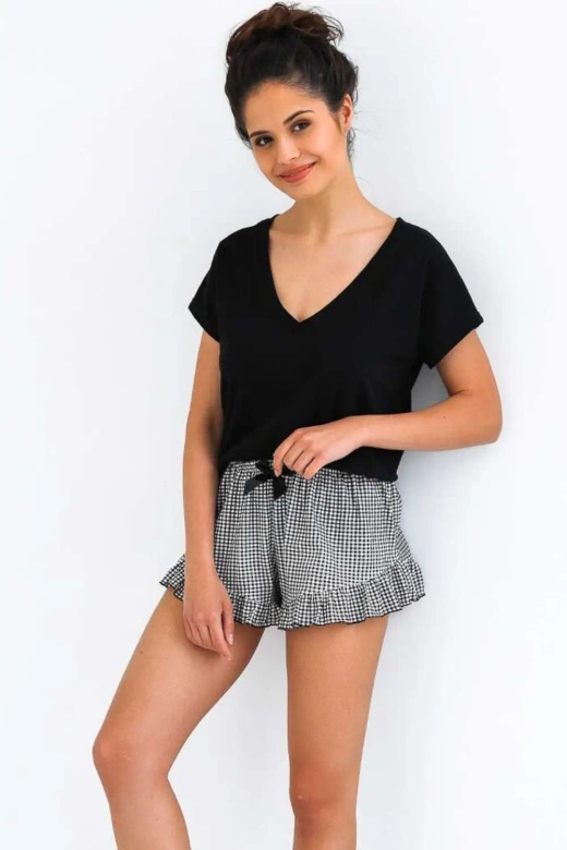 Krótka bawełniana piżama damska CHIARA, czarna