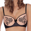 Biustonosz push-up z czarnym haftem, MEHENDI PUSH BLACK