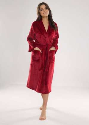 Szlafrok De Lafense 628 Abigail długi M-2XL damski bordowy