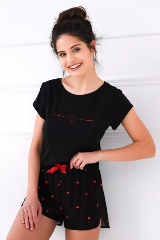 Piżama damska krótka WHIPSTER z wiskozy, czarna