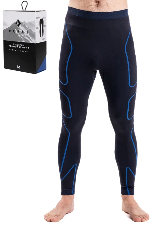 Ciepłe termoaktywne męskie legginsy KMT3500-001, niebieskie