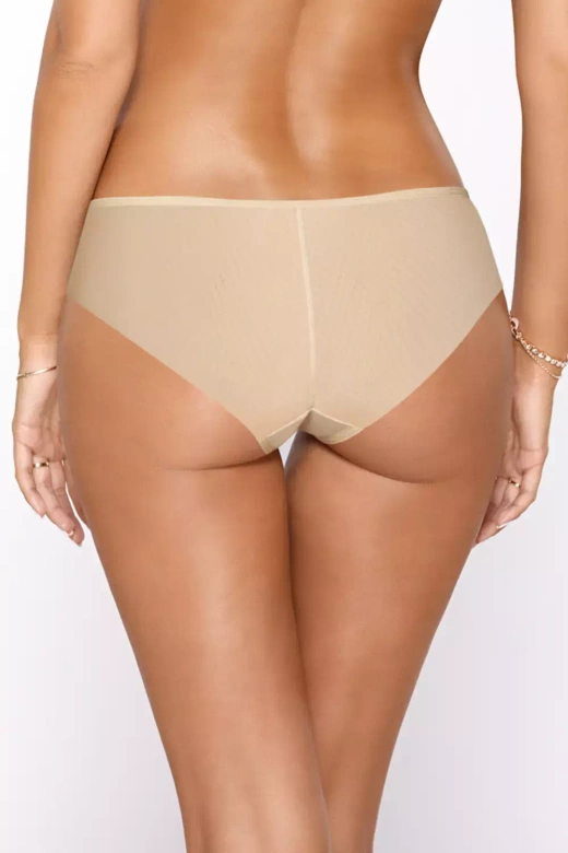 Klasyczne figi z tiulem i haftami CYNTHIA, beżowe