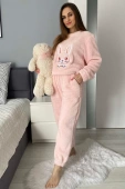 Ciepła miękka damska piżama z polaru słodki królik BUNY, róż