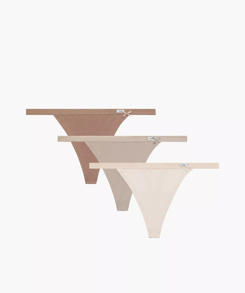 Stringi Atlantic 3CLP-014 Thongs A'3 S-L ecru-beżowy-beżowy ciemny