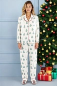 Świąteczna koszulowa piżama z zimowym nadrukiem ALISEE, zielona + woreczek prezentowy