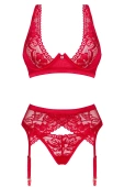 Komplet koronkowej bielizny LACELOVE SET 3części, red 